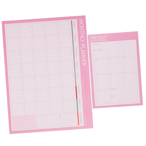 TEHAUX 2 Stück Wöchentliche Planungsbuch Notizbuch Zu Machen Kalenderplaner Zeitplaner Monatlich Notizblock Wochenplaner-notizbuch Arbeiten Klein Undatierter Wochenplaner Rosa Papier von TEHAUX