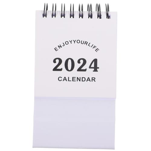 TEHAUX 2024 Mini Tischkalender schreibtischkalender tischkalender basteln minikalender klein Mini-Tageskalender Büro Klappkalender für den Schreibtisch Kalenderschreibtisch Papier Weiß von TEHAUX