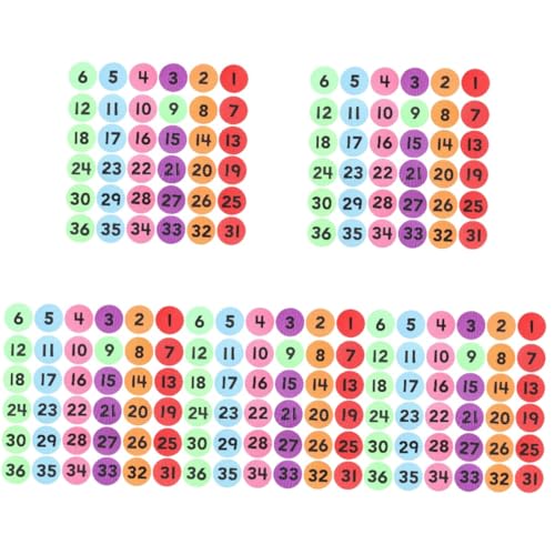 TEHAUX 5 Sätze Teppichmarkierungsaufkleber Bunt Zahlen Klassenzimmer Teppiche Carpet Runder Teppich Teppichpunkt Für Das Klassenzimmer Teppichpunkte Für Wild Nylon 36 Stück * 5 von TEHAUX