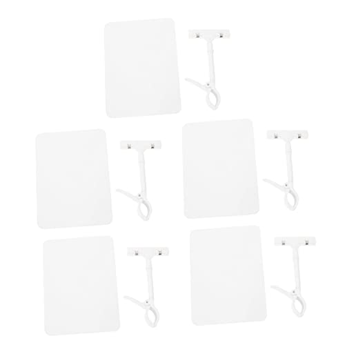 TEHAUX 5 Stück Zeigen Sie die karte Tags mit Clips hängend Clip-Zeichen Anzeige preisschild Preistafel mit Clips Preistafel für Obstläden Preistafel beschriften PVC Weiß von TEHAUX