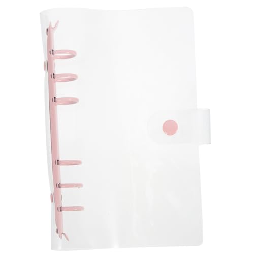 TEHAUX Bindemappe mit sechs Löchern Ordner nachfüllbar Knopfverschluss Durchsichtige gestanzte PP-Tasche schnellhefter ästhetischer Binder Datei-Organizer-Ordner Metall Rosa von TEHAUX