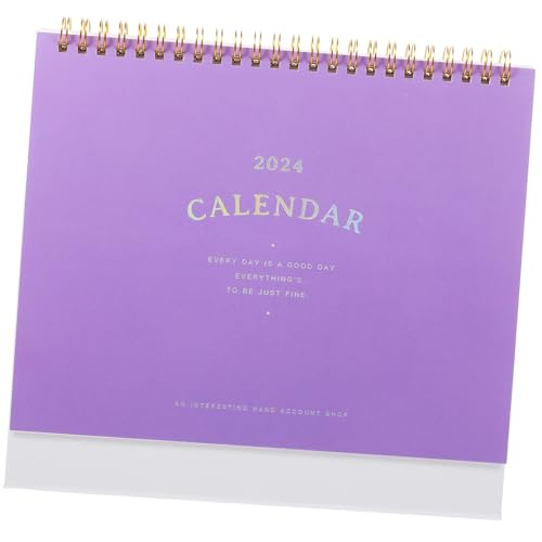 TEHAUX Schreibtischkalender Ornamente bürodeko büro dekoration schreibtisch kalender Kleiner Kalender 2024–2025 Stehen Mini Countdown -Kalender Kleiner Tischkalender 2024 Papier Violett von TEHAUX