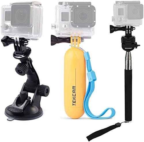 TEKCAM Action Kamera Zubehör Selfie Stativ Saugnapfhalterung Wasserdichter Einbeinstativ schwimmender Handgriff kompatibel mit GoPro Hero 12 11 10 9 8 7 /AKASO/Apexcam/Exprotrek/WOLFANG/Surfola von TEKCAM