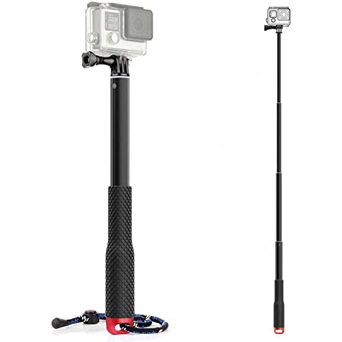 TEKCAM Aluminium Teleskop Handheld Selfie Stick Pole Kompatibel mit Gopro Hero 12 11 10 9 8 7 6 AKASO WOLFANG Apexcam Jadfezy APEMAN wasserdichte Action Kamera Selfie Stick Einstellbare 11.8-37'' von TEKCAM