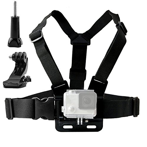 TEKCAM Brustgurt Halterung Brusthalterung Chest Mount Kompatibel mit GoPro Hero 12/11/10/9/8 AKASO Exprotrek Insta360 WOLFANG Surfola DJI Osmo und Andere Action Kameras, Black von TEKCAM