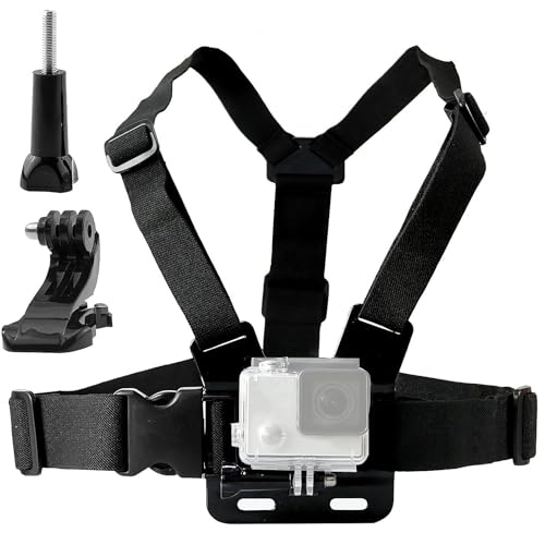 TEKCAM Brustgurt Halterung Brusthalterung Chest Mount Kompatibel mit GoPro Hero 12/11/10/9/8 AKASO Exprotrek Insta360 WOLFANG Surfola DJI Osmo und Andere Action Kameras, Black von TEKCAM