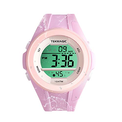 Mädchen Sportuhr 10ATM Wasserdicht Schwimmuhr mit Stoppuhr Chronograph Alarmfunktionen Dual Zeitzone 12/24 Stunden Format Mädchen Sportuhr 10ATM Wasserdicht Schwimmuhr mit Stoppuhr Chronograph Alarmfunktionen Dual Zeitzone 12/24 Stunden Format von TEKMAGIC