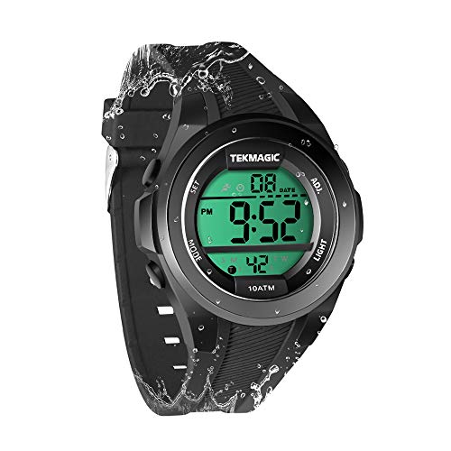 TEKMAGIC 10ATM wasserdichte Jungen Uhr zum Tauchen Schwimmen mit Stoppuhr, Chronograph, Alarmfunktionen, Dual Zeitzone, 12/24 Stunden Format, Schwarz , Armband TEKMAGIC 10ATM wasserdichte Jungen Uhr zum Tauchen Schwimmen mit Stoppuhr, Chronograph, Alarmfunktionen, Dual Zeitzone, 12/24 Stunden Format, Schwarz , Armband von TEKMAGIC