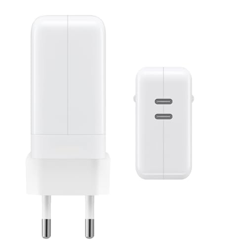 35W Dual USB‑C Port Power Adapter Schnellladegerät Netzteil Adapter für iPhone 15 15 Pro Max 14 13 12 X für iPad Pro Samsung Galaxy S23 S22 S21 S20 A52 A34 A24 A14 Google Pixel 7 6 6Pro 5 4 von TELEFONMAX