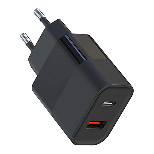 Schnellladegerät Dual Port USB C Power Adapter GAN Fast Charge 48W Netzteil passend für Samsung Galaxy S21 S21FE S21+ S20FE S20 S20 Ultra S10 S9 S8 A72 A52s 5G A52 A12 M12 A51 A32 5G Tablet schwarz von TELEFONMAX