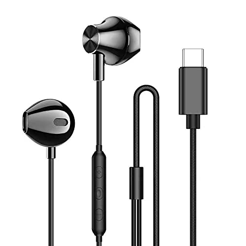 USB C Kopfhörer mit Kabel, In-Ear Headset HiFi Klang Digital Audio für Samsung Galaxy S22 S21 Ultra S20 A53 A33 5G, für iPad Pro 12.9, 11 Google Pixel 7 6 5 4 Xiaomi Mi12 Mi11 10 schwarz von TELEFONMAX