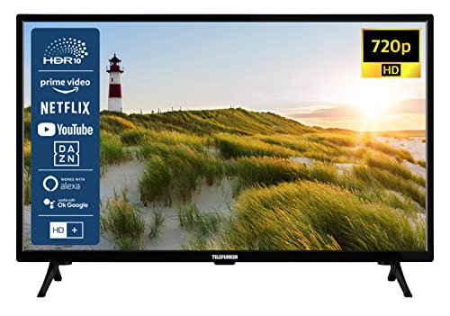 TELEFUNKEN D32H550X1CWT 32 Zoll Fernseher/Smart TV (HD Ready, HDR, Triple-Tuner, Dolby Audio) - 6 Monate HD+ inklusive [2023], Schwarz von TELEFUNKEN