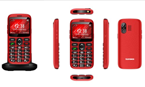 TELEFUNKEN Mobile S520 Seniorenhandy (Tastenhandy, GPS- und WiFi-Lokalisierung, SOS-Taste, Freisprechfunktion, UKW-Radio, Kamera) rot von TELEFUNKEN