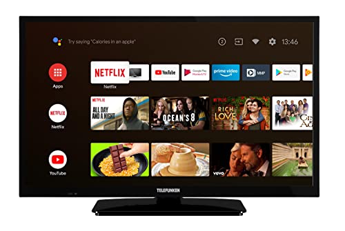 TELEFUNKEN XH24AN550MV 24 Zoll Fernseher/Android Smart TV (HD Ready, HDR, Triple-Tuner, 12 Volt, Bluetooth) [2023], Schwarz von TELEFUNKEN