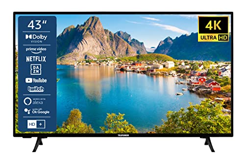 TELEFUNKEN XU43SN550S 43 Zoll Fernseher/Smart TV (4K Ultra HD, HDR, Triple-Tuner, Dolby Atmos) - Inkl. 6 Monate HD+ [2023], Schwarz von TELEFUNKEN