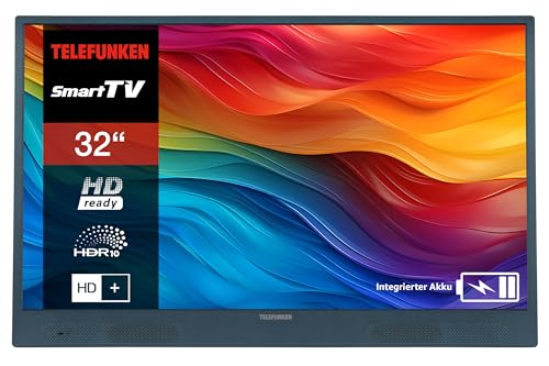 Telefunken 32 Zoll Fernseher tragbar mit integriertem Akku (HD Smart TV, Triple-Tuner, 6 Monate HD+ inkl.) PL32BI blau von TELEFUNKEN