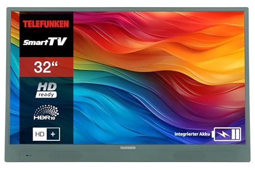 Telefunken 32 Zoll Fernseher tragbar mit integriertem Akku (HD Smart TV, Triple-Tuner, 6 Monate HD+ inkl.) PL32GI grün von TELEFUNKEN