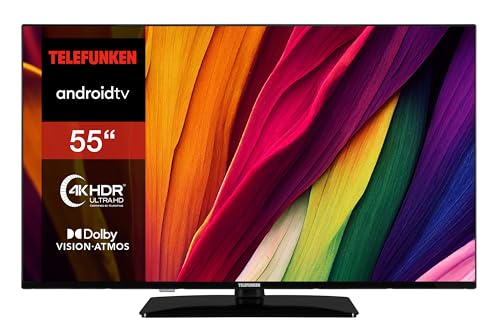 Telefunken Android TV D55U750X2CWI Fernseher 55 Zoll 4K UHD Smart TV (HDR Dolby Vision, Dolby Atmos, Triple-Tuner) von TELEFUNKEN