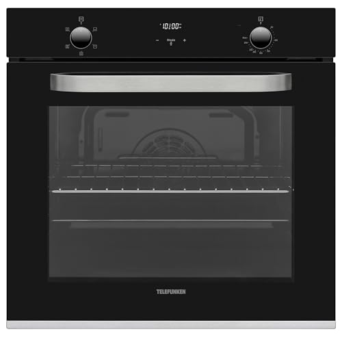 Telefunken Backofen Einbaugerät | Einbaubackofen ohne Kochfeld | Ofen autark mit 73 Liter Volumen | 60 cm | 5 Betriebsarten | Edelstahl | Umluft/Ober-Unterhitze | Einfache Reinigung | B-OV-75-A-I von TELEFUNKEN