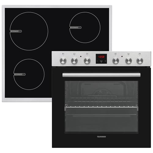 Telefunken Einbauherd-Set | Elektro-Herd-Kochfeld-Kombination | Mit Induktionskochfeld (4 Zonen) | Backofen mit Ober-Unterhitze und Umluft | Teleskopauszug | 78 Liter | 60 cm | Herdset B-HS-75-I-I von TELEFUNKEN