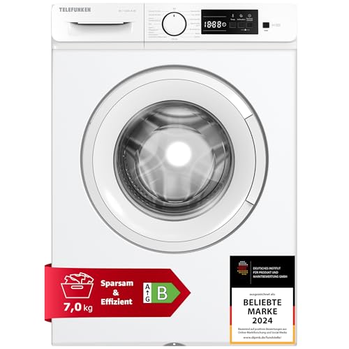 Telefunken Waschmaschine 7kg | Frontlader 1200 U/Min. | Inverter Motor - Leise & Effizient | AquaStop - Schutz vor Wasserschäden | Schontrommel | Washing Machine | 15 Programme | EEK B | W-7-1200-B-W Telefunken Waschmaschine 7kg | Frontlader 1200 U/Min. | Inverter Motor - Leise & Effizient | AquaStop - Schutz vor Wasserschäden | Schontrommel | Washing Machine | 15 Programme | EEK B | W-7-1200-B-W von TELEFUNKEN