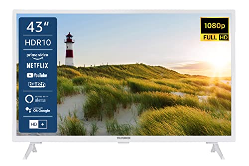 Telefunken XF43K550-W 43 Zoll Fernseher / Smart TV (Full HD, HDR, Triple-Tuner) - 6 Monate HD+ inklusive [2022] [Energieklasse E] von TELEFUNKEN