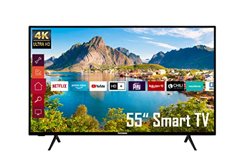 Telefunken XU55K700 55 Zoll Fernseher / Smart TV (4K Ultra HD, HDR Dolby Vision, Triple-Tuner) - 6 Monate HD+ inklusive [2022] [Energieklasse G], Schwarz von TELEFUNKEN