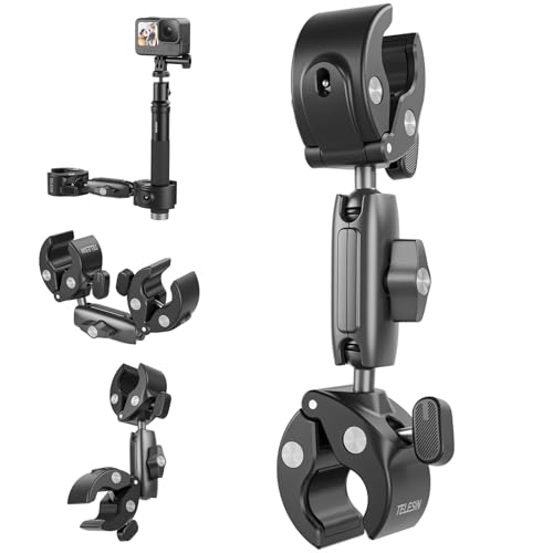 Doppelkugel Klemmhalterung + Adapter für GoPro, Fahrrad-/Motorrad Lenker-Verlängerungsstangen Halterung für Go Pro Hero 13 12 11 10 9 Max, Action-Kamera-Zubehör mit 360 Grad verstellbar von TELESIN°