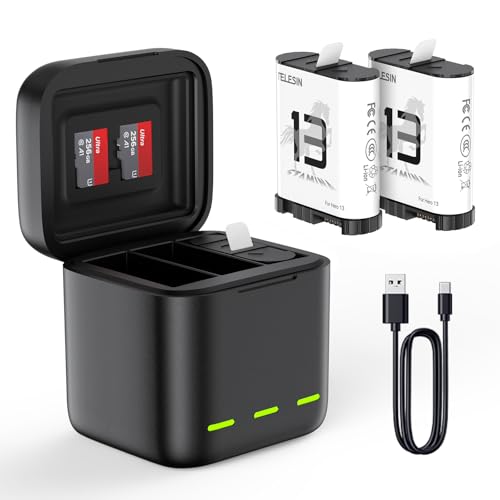 TELESIN 2er-Pack Enduro-Akku mit Ladegerät für Go Pro Hero 13 Black, Langlebige Akkus wie Original-Akkus + Fast Charge Ladecase für Go Pro 13 Black Zubehör TELESIN 2er-Pack Enduro-Akku mit Ladegerät für Go Pro Hero 13 Black, Langlebige Akkus wie Original-Akkus + Fast Charge Ladecase für Go Pro 13 Black Zubehör von TELESIN