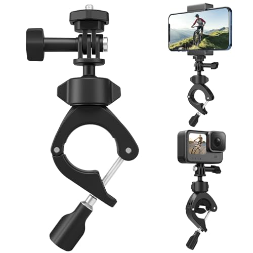 TELESIN 360° Drehbare Fahrrad Lenkerhalterung mit Handyhalter für GoPro Hero 12 11 10 9 8 7 6 Max Mini, Insta360 X3 GO3, DJI, Smartphones, Fahrrad Motorrad Rückspiegelrohr Halterung Zubehör von TELESIN