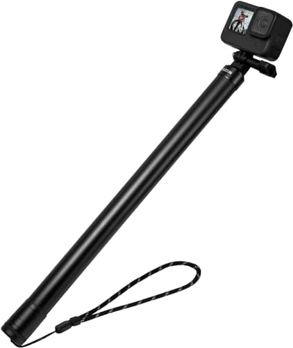 TELESIN 3M/118 Langes Carbon-Handheld-Selfie-Stick Ausziehbares Pol-Einbeinstativ für GoPro Max Hero 11 10 9 8 7 6 5 Schwarze DJI OSMO-Action 3/2 Insta360 X3 ONE X2 und andere Actionkameras von TELESIN