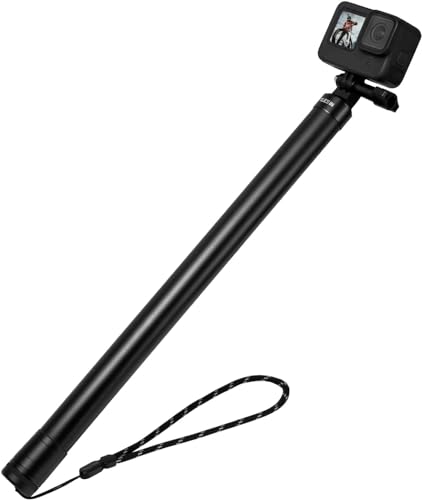 TELESIN 3M/118 Zoll Langer Selfie Stick aus Kohlefaser Einziehbares Handstativ, Selfie-Stick für GoPro Hero 13 12 11 10 9 8 DJI OSMO Action 5 Pro 4 3 Insta360 X5 X4 X3 andere Action Kamera Zubehör von TELESIN
