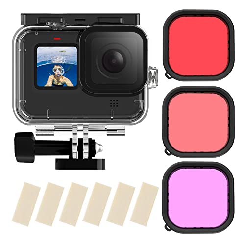 TELESIN 60M Wasserdichtes Gehäuse für GoPro Hero 13 Hero 12 Hero 11 10 9 Schwarz, Unterwasser-Tauchen, Transparente Schutzhülle mit Schnellverschluss-Halterung für GoPro Hero 13-9 Black Tauchzubehör von TELESIN