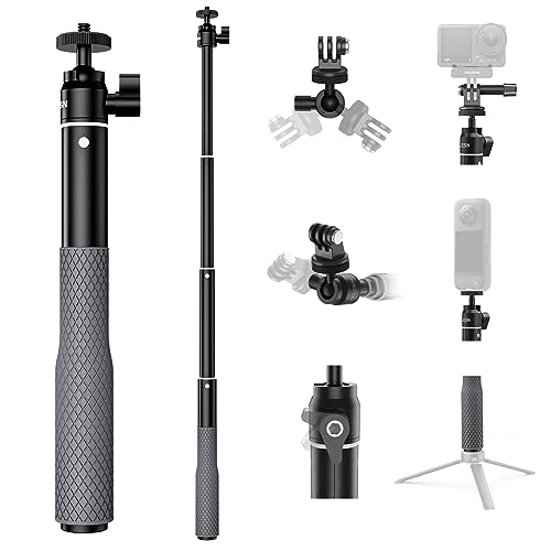 TELESIN° 61cm Selfie-Stick für GoPro Hero 12 11 10 9 8 7 6 Max, Insta360, DJI, Rostbeständiger, Rutschfester Silikongriff mit Anti-Drop-Handschlaufe, Kamerazubehör von TELESIN°