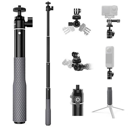 TELESIN° 61cm Selfie-Stick für DJI Osmo Action 5 Pro/4/3, GoPro Hero 13 12 11 10 9 8 7 6 Max, Insta360, Rostbeständiger, Rutschfester Silikongriff mit Anti-Drop-Handschlaufe, Kamerazubehör von Adaptom