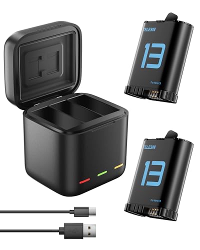 TELESIN 2er-Pack Akku mit Ladegerät für GoPro Hero 13 Black, Langlebige Akkus wie Original-Akkus, Triple Slot USB-Ladekoffer mit Type-C Kabel Akkus Tragetasche für Go Pro 13 Black Zubehör TELESIN 2er-Pack Akku mit Ladegerät für GoPro Hero 13 Black, Langlebige Akkus wie Original-Akkus, Triple Slot USB-Ladekoffer mit Type-C Kabel Akkus Tragetasche für Go Pro 13 Black Zubehör von TELESIN