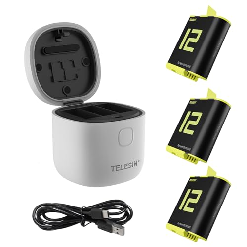 TELESIN AllinBox Ladegerät und SD-Kartenleser-Set, Dreifach-Ladegerät für GoPro Hero 10 Hero 9 Black, Hero 10 Batterien(Allinbox-Ladegerät + 3 Batterien) von TELESIN