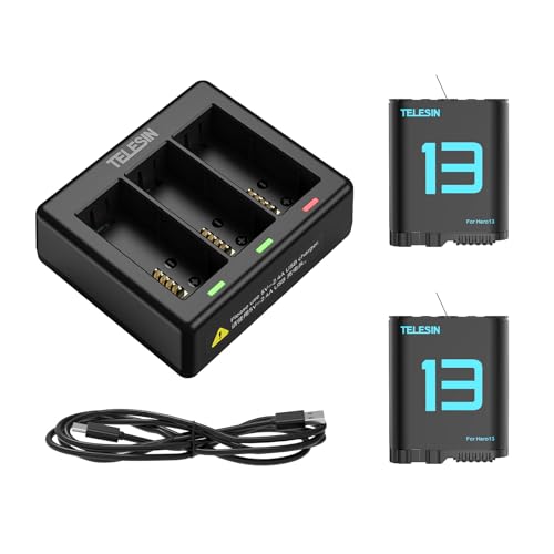 TELESIN Batterieladegerät-Kit für GoPro HERO13 Black, 2-Pack Akku + Triple Charge Case mit Type-C Ladekabel für Go Pro HERO13 Original-Akkus Zubehör TELESIN Batterieladegerät-Kit für GoPro HERO13 Black, 2-Pack Akku + Triple Charge Case mit Type-C Ladekabel für Go Pro HERO13 Original-Akkus Zubehör von TELESIN