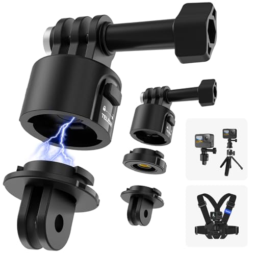 TELESIN° Kamera Halterung Adapter mit Schnellverschluss, 1/4-Zoll-Schnittstelle Zubehör für Go Pro Hero 13 12 11 10 9 8 7 6 5 Insta360 DJI Action Osmo Pocket Selfie Stick Rucksack Brusthalshalterungen von TELESIN°