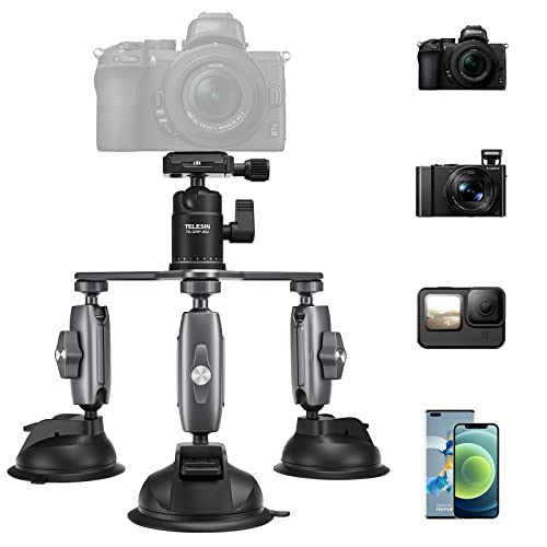 TELESIN Kamera Saugnapfhalterung Autohalterung für Action Kamera/Smartphone/DSLR/MIC, für GoPro Saugnapf Halterung mit 360 Grad Drehung und Solides Aluminiumlegierungsmaterial, Starkes Saugstativ TELESIN Kamera Saugnapfhalterung Autohalterung für Action Kamera/Smartphone/DSLR/MIC, für GoPro Saugnapf Halterung mit 360 Grad Drehung und Solides Aluminiumlegierungsmaterial, Starkes Saugstativ von TELESIN