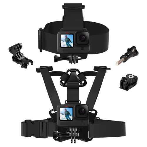 TELESIN Kopfhalterung Riemen Brustgurt Video Kamera Halterung Zubehör Kit Kompatibel mit GoPro 11/10/9/8/7+ DJI Osmo die meisten Action-Kameras von TELESIN°