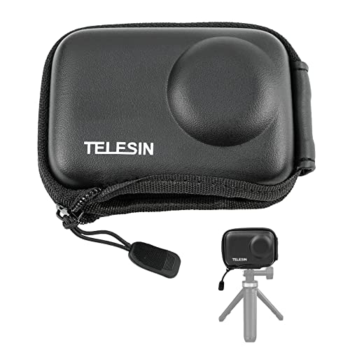 TELESIN Mini-Tragetasche für DJI Action 4/3 Kamera, Objektivtasche im Taschenformat, Reisetasche mit halb offenem Reißverschluss, unterstützt die Verbindung mit Selfie-Stick und Stativzubehör von TELESIN