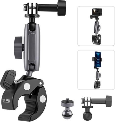 TELESIN Motorrad Halterung für Go Pro, Aluminium Action Kamera Fahrrad Lenker Halter mit Dual 360° Drehbare Kugelkopf, Bike Handlebar Mount für DJI Osmo Action Insta-360 X4 X3 Go 3 Hero 12 11 10 9 TELESIN Motorrad Halterung für Go Pro, Aluminium Action Kamera Fahrrad Lenker Halter mit Dual 360° Drehbare Kugelkopf, Bike Handlebar Mount für DJI Osmo Action Insta-360 X4 X3 Go 3 Hero 12 11 10 9 von TELESIN