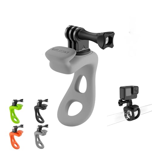 TELESIN Multifunktionale, starke, flexible Silikon-Fahrradlenker-Ringhalterung für GoPro Hero, Insta360 X4, X3 Ace, DJI und andere Action-Kameras (grau) von TELESIN