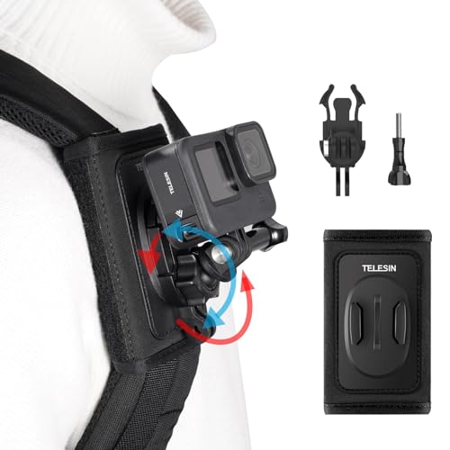 TELESIN Rucksack Schultergurt Halterung für GoPro Hero 13/12/11/10/9/8/7/6/5/4/Max, DJI OSMO Action, Insta360, mit 360 Grad Drehbarem Pad-J-Haken, Halter-Befestigungssystem, Action Kamera Zubehör TELESIN Rucksack Schultergurt Halterung für GoPro Hero 13/12/11/10/9/8/7/6/5/4/Max, DJI OSMO Action, Insta360, mit 360 Grad Drehbarem Pad-J-Haken, Halter-Befestigungssystem, Action Kamera Zubehör von TELESIN