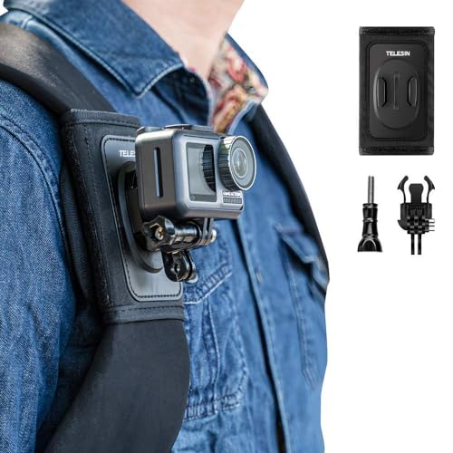 TELESIN Rucksack Schultergurt Halterung für GoPro Hero 13/12/11/10/9/8/7, DJI OSMO Action, Insta360,mit Verstellbarem Schulterpolster und J-Haken, Gurthalter-Befestigungssystem, Action Kamera Zubehör TELESIN Rucksack Schultergurt Halterung für GoPro Hero 13/12/11/10/9/8/7, DJI OSMO Action, Insta360,mit Verstellbarem Schulterpolster und J-Haken, Gurthalter-Befestigungssystem, Action Kamera Zubehör von TELESIN