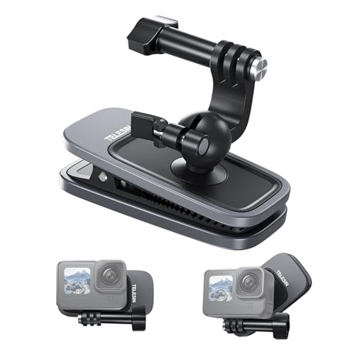 TELESIN Rucksackgurt-Halterung für GoPro Hero 11 10 9 8 Schwarz Silber Insta360 X3, ONE X2, DJI OSIMO Action 3,Action-Kamera, perfekte Schulter und Hut, Schnellverschluss-Klemme,Körper-Nockenhalter von TELESIN