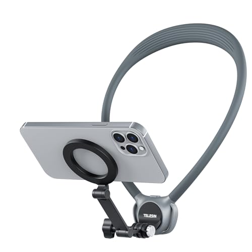 TELESIN SE 2.0 Hals Halterung Set, Magnetischer Telefonhalter für iPhone 16 15 14 Samsung Android, Flexible POV Necken Halterung für Go Pro Hero DJI Osmo Insta360 mit Multi-Winkel-Filmen, Zubehör Grau TELESIN SE 2.0 Hals Halterung Set, Magnetischer Telefonhalter für iPhone 16 15 14 Samsung Android, Flexible POV Necken Halterung für Go Pro Hero DJI Osmo Insta360 mit Multi-Winkel-Filmen, Zubehör Grau von TELESIN