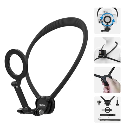 TELESIN SE 2.0 Hals Halterung Set, Magnetischer Telefonhalter für iPhone 16 15 14 13 Samsung Android, Flexible POV Necken Halterung für Go Pro Hero DJI Osmo Insta360 mit Multi-Winkel-Filmen, Zubehör TELESIN SE 2.0 Hals Halterung Set, Magnetischer Telefonhalter für iPhone 16 15 14 13 Samsung Android, Flexible POV Necken Halterung für Go Pro Hero DJI Osmo Insta360 mit Multi-Winkel-Filmen, Zubehör von TELESIN