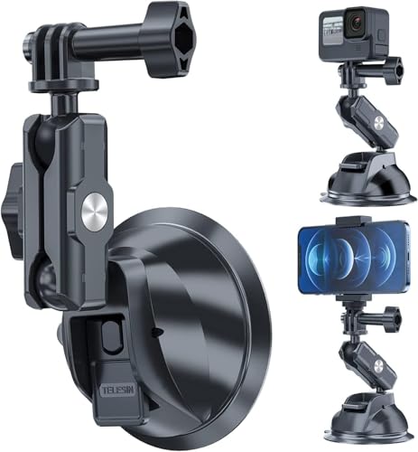 TELESIN Saugnapf Autohalterung für GoPro Hero 13 12 11 10 9 DJI Action 5 Pro 4 3 Pocket Insta360 X5 X4, Windschutzscheibenfenster-Armaturenbretthalterung, Marine-Autohalterung, Action Kamera Zubehör TELESIN Saugnapf Autohalterung für GoPro Hero 13 12 11 10 9 DJI Action 5 Pro 4 3 Pocket Insta360 X5 X4, Windschutzscheibenfenster-Armaturenbretthalterung, Marine-Autohalterung, Action Kamera Zubehör von TELESIN